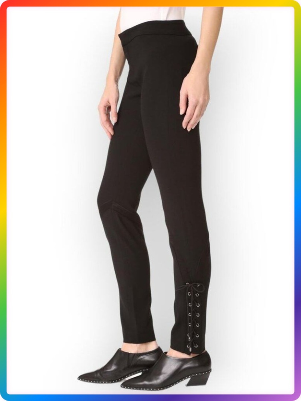 Haute Hippie Lace-Up Skinny Pants SIZE 8 Black Stretch Side Lacing 31" Inseam